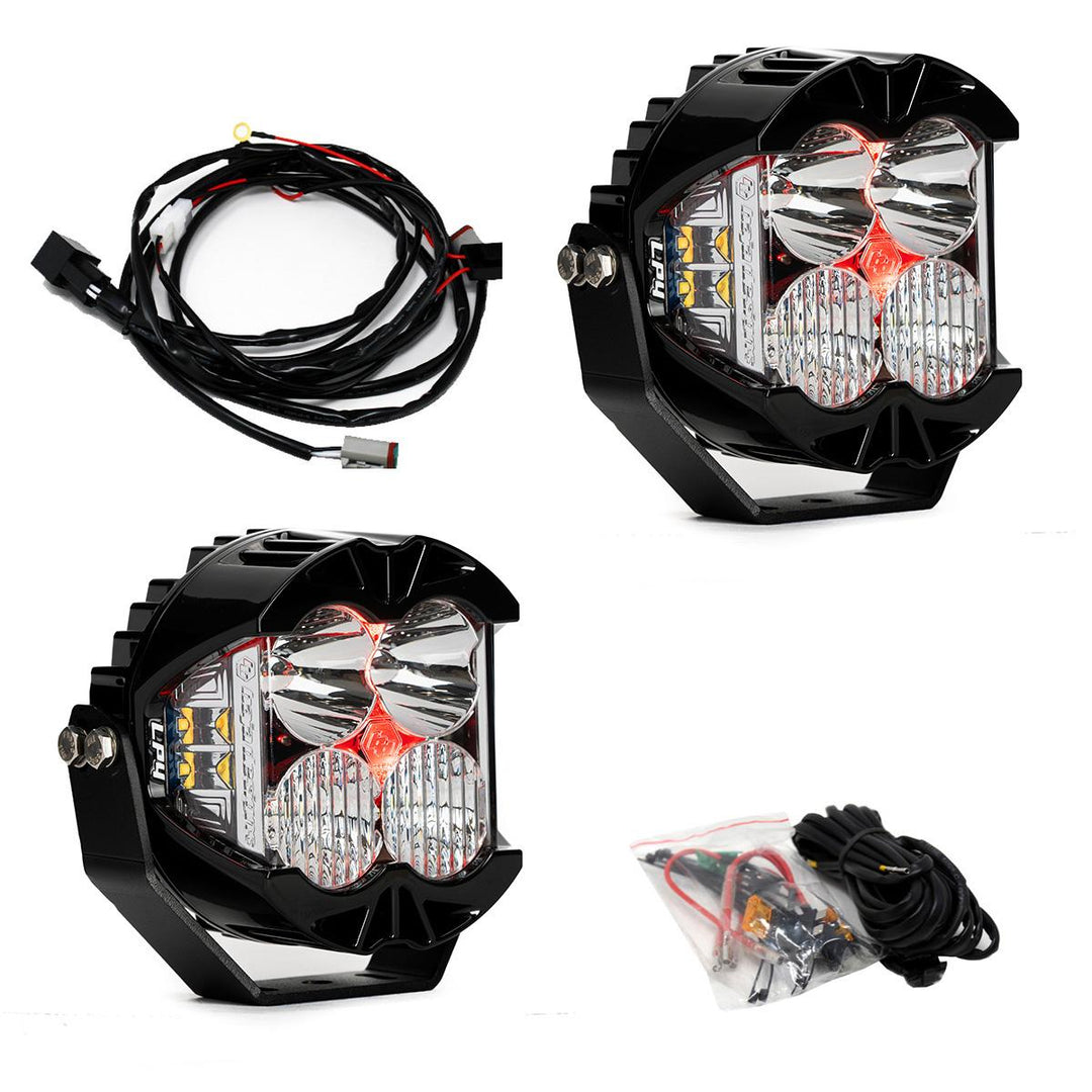 Baja Designs LP4 Pro LED Auxiliary Light Pod Pair Pattern Driving/Combo Color Clear Backlight – Red