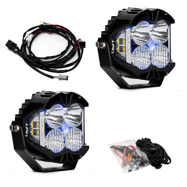 Baja Designs LP4 Pro LED Auxiliary Light Pod Pair Pattern Driving/Combo Color Clear Backlight – Blue