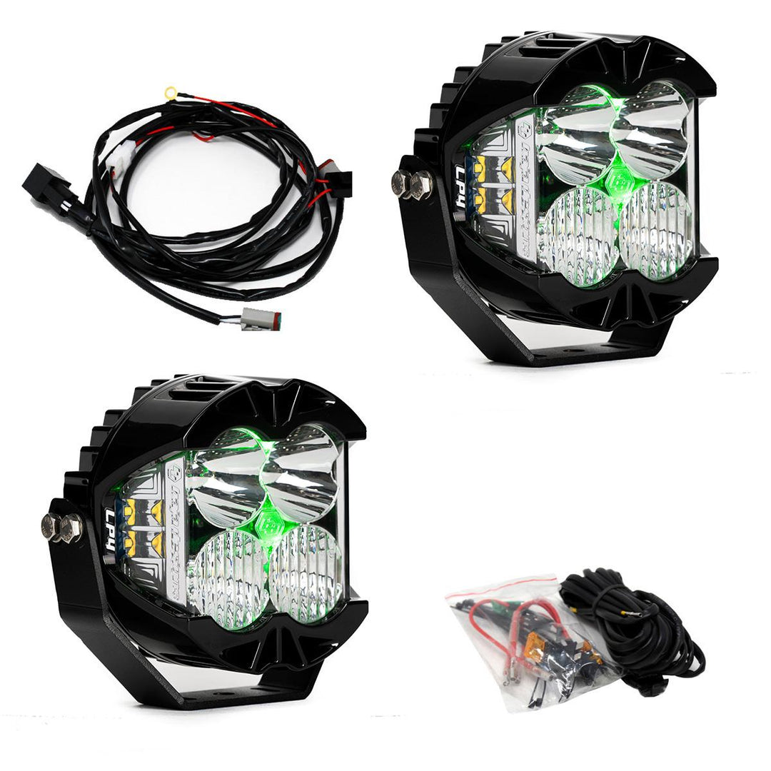 Baja Designs LP4 Pro LED Auxiliary Light Pod Pair Pattern Driving/Combo Color Clear Backlight – Green