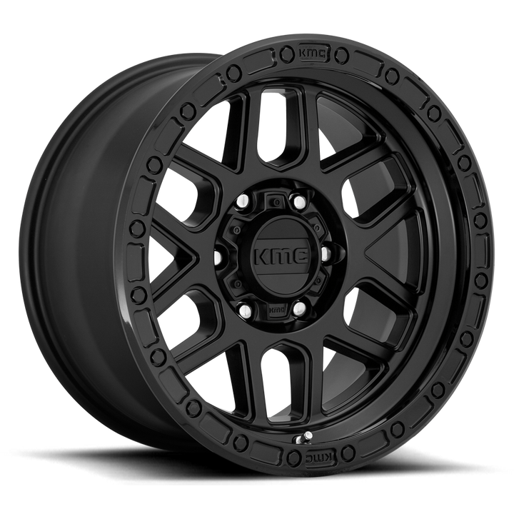 KMC KM544 Mesa Wheel – Satin Black w/ Gloss Black Lip Satin Black w/ Gloss Black Lip