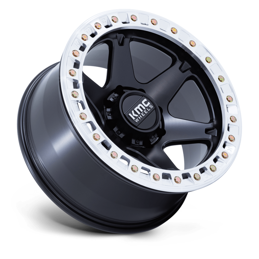 KMC KM238 VI Beadlock Wheel Satin Black w/ Machined Ring