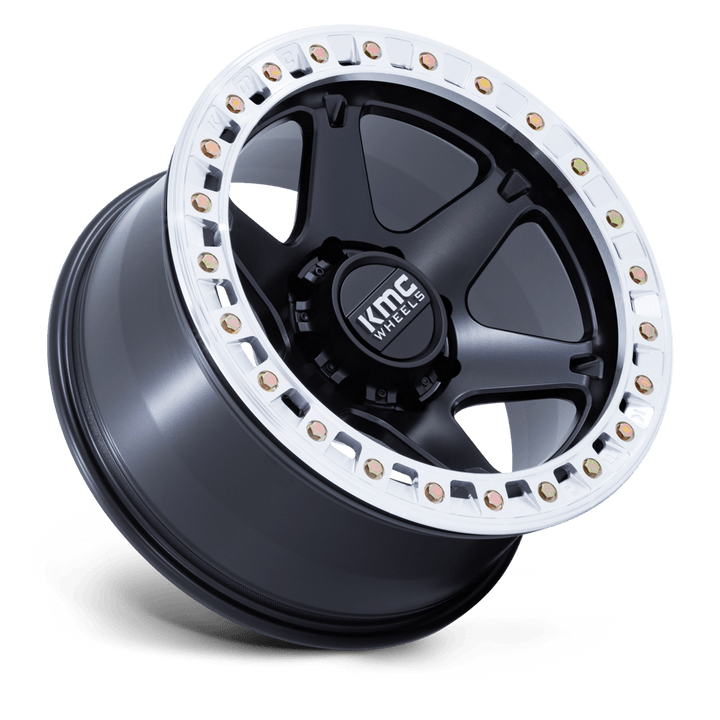 KMC KM238 VI Beadlock Wheel Satin Black w/ Machined Ring
