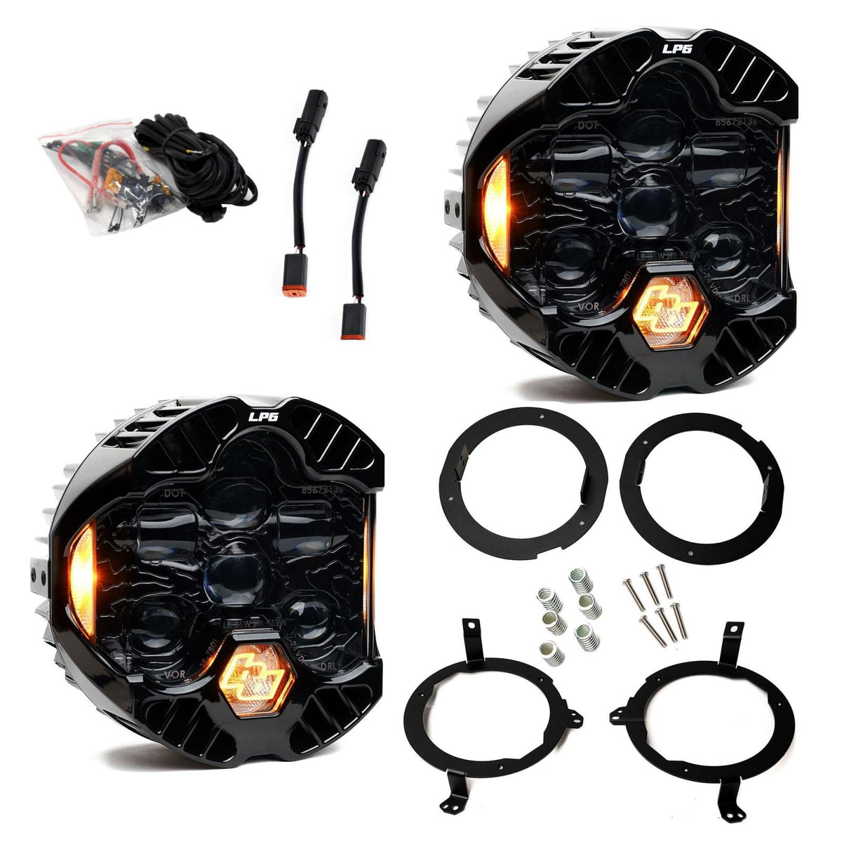 Baja Designs DOT LP6 LED Headlight Kit Jeep 2018-2025 Wrangler JL 2020-2025 Gladiator JT w/Halogen Headlights – Amber