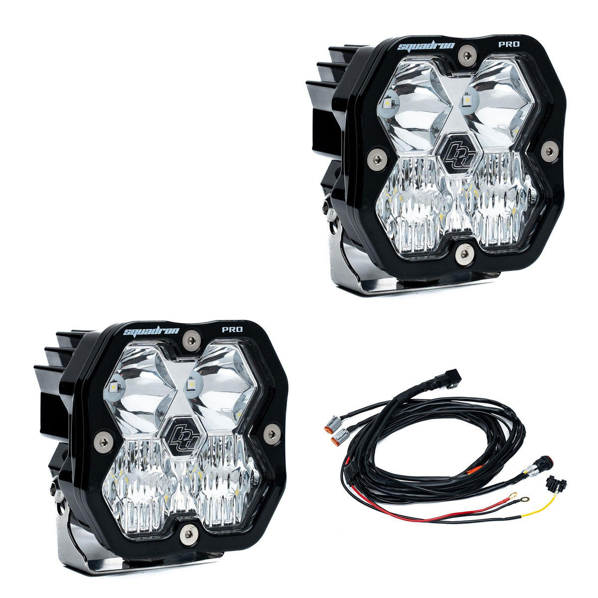 Baja Designs Squadron 2.0 Pro Black LED Auxiliary Light Pod Pair Universal – Driving/Combo, Clear