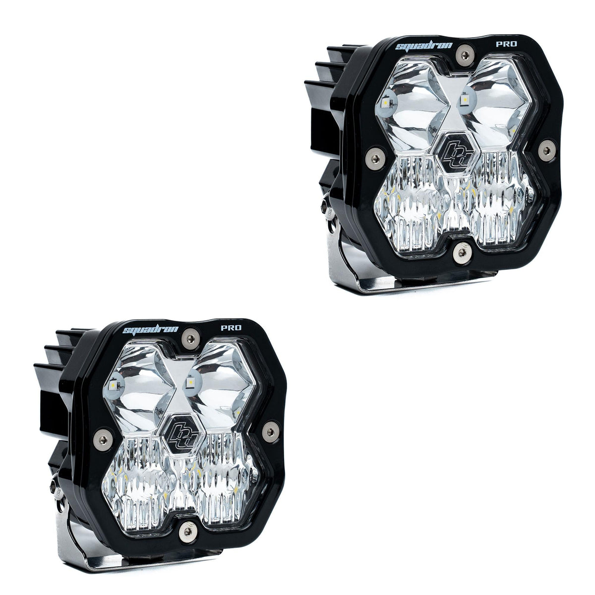 Baja Designs Squadron 2.0 Pro Black LED Auxiliary Light Pod Pair (No Harness) Universal – Driving/Combo, Clear