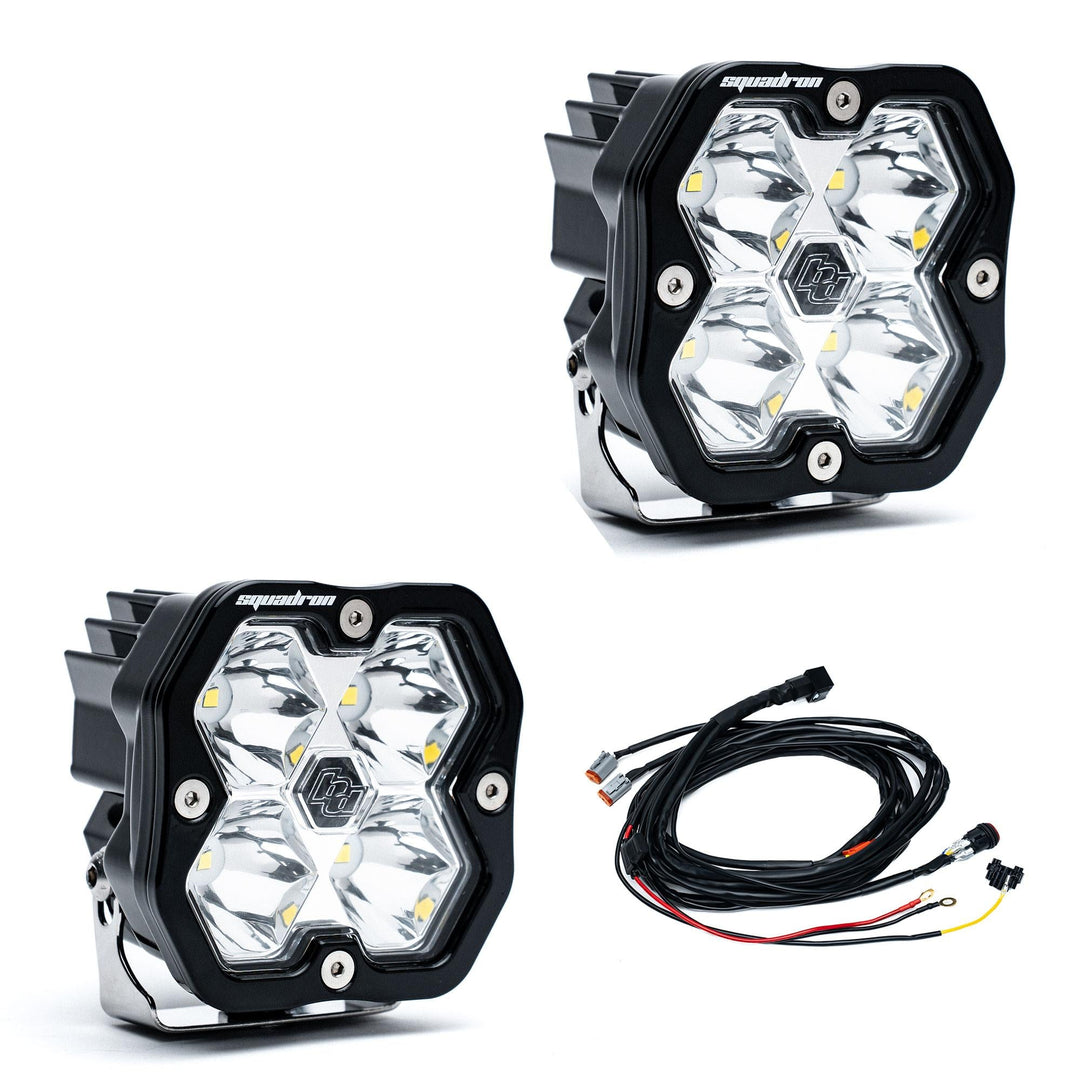 Baja Designs Squadron 2.0 Sport Black LED Auxiliary Light Pod Pair Universal – Spot, Clear