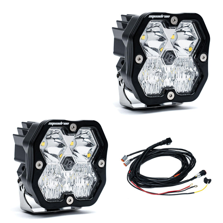 Baja Designs Squadron 2.0 Sport Black LED Auxiliary Light Pod Pair Universal – Driving/Combo, Clear