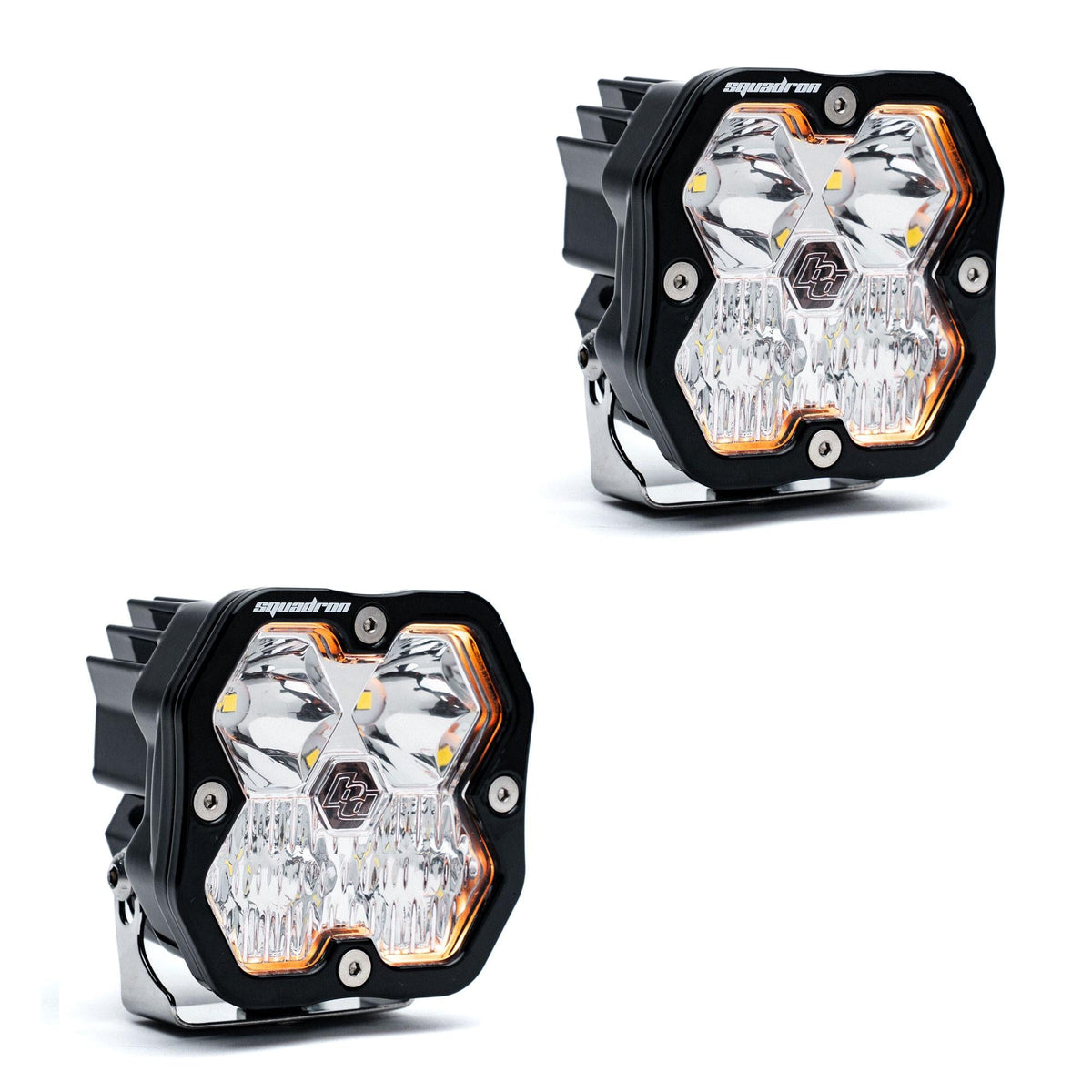 Baja Designs Squadron 2.0 Sport Black LED Auxiliary Light Pod Pair (No Harness) Universal – Driving/Combo, Clear