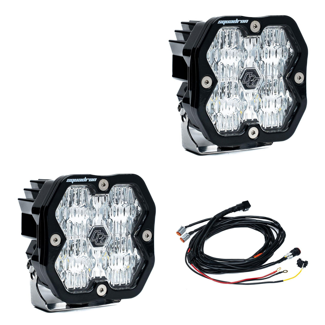 Baja Designs Squadron 2.0 Sport Black LED Auxiliary Light Pod Pair Universal – Wide Cornering, Clear