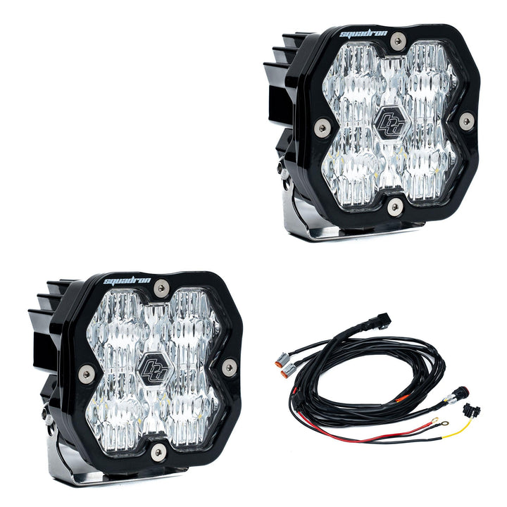 Baja Designs Squadron 2.0 Sport Black LED Auxiliary Light Pod Pair Universal – Wide Cornering, Clear