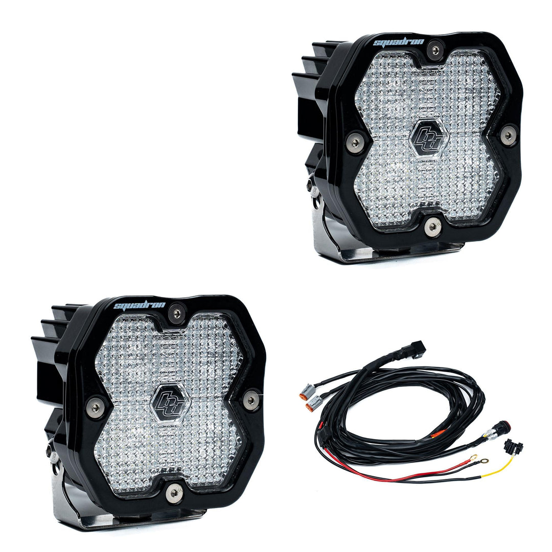 Baja Designs Squadron 2.0 Sport Black LED Auxiliary Light Pod Pair Universal – Work/Scene, Clear
