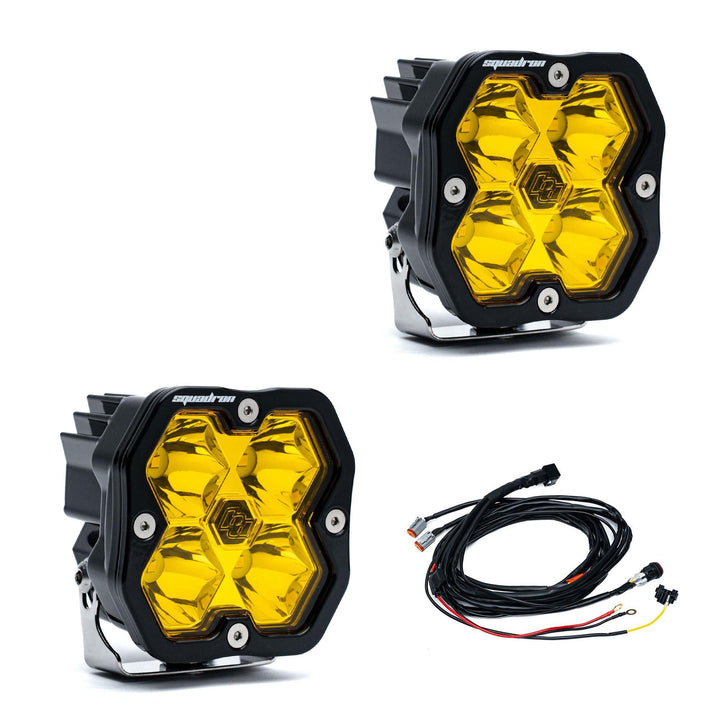 Baja Designs Squadron 2.0 Sport Black LED Auxiliary Light Pod Pair Universal – Spot, Baja Amber