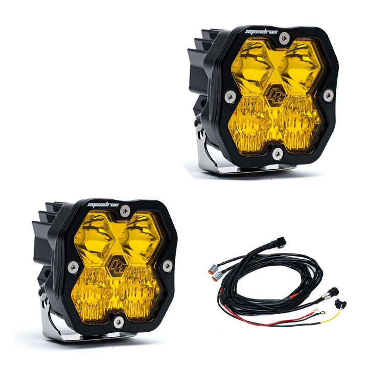 Baja Designs Squadron 2.0 Sport Black LED Auxiliary Light Pod Pair Universal – Driving/Combo, Baja Amber