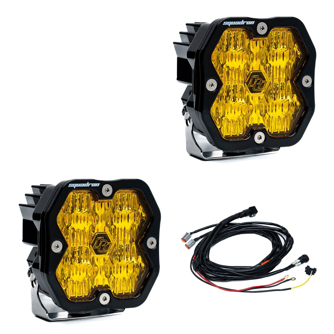 Baja Designs Squadron 2.0 Sport Black LED Auxiliary Light Pod Pair Universal – Wide Cornering, Baja Amber