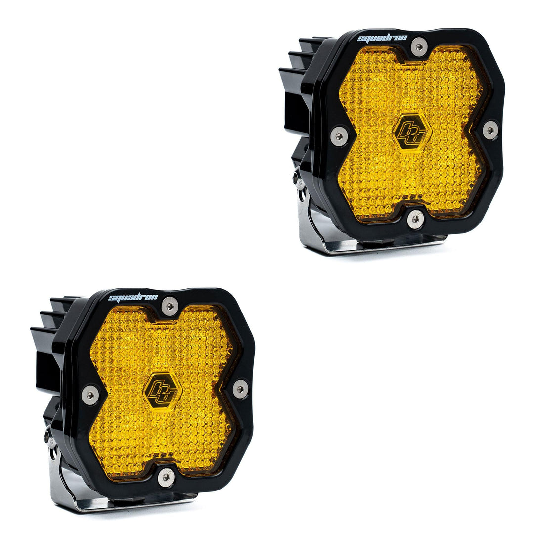 Baja Designs Squadron 2.0 Sport Black LED Auxiliary Light Pod Pair Universal – Work/Scene, Baja Amber