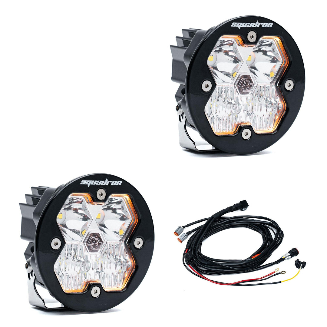 Baja Designs Squadron-R 2.0 Sport Black LED Auxiliary Light Pod Pair Universal – Driving/Combo, Clear