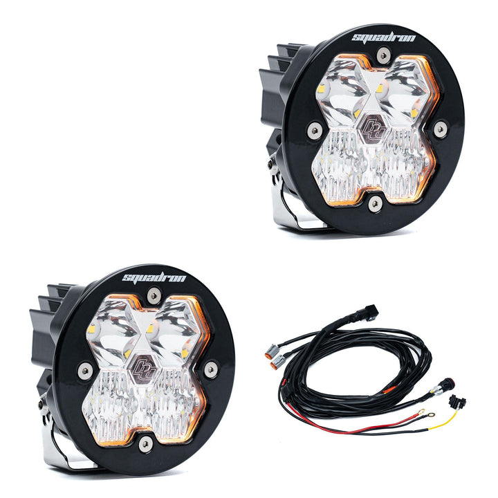 Baja Designs Squadron-R 2.0 Sport Black LED Auxiliary Light Pod Pair Universal – Driving/Combo, Clear