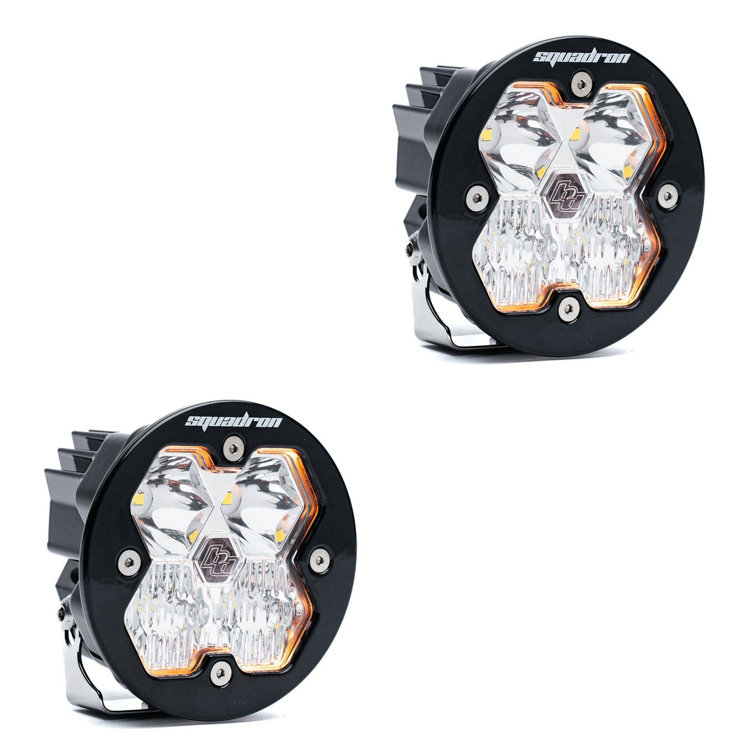 Baja Designs Squadron-R 2.0 Sport Black LED Auxiliary Light Pod Pair (No Harness) Universal – Driving/Combo, Clear