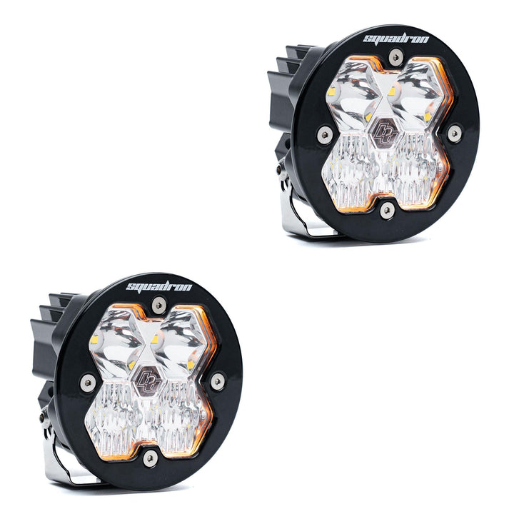 Baja Designs Squadron-R 2.0 Sport Black LED Auxiliary Light Pod Pair (No Harness) Universal – Driving/Combo, Clear