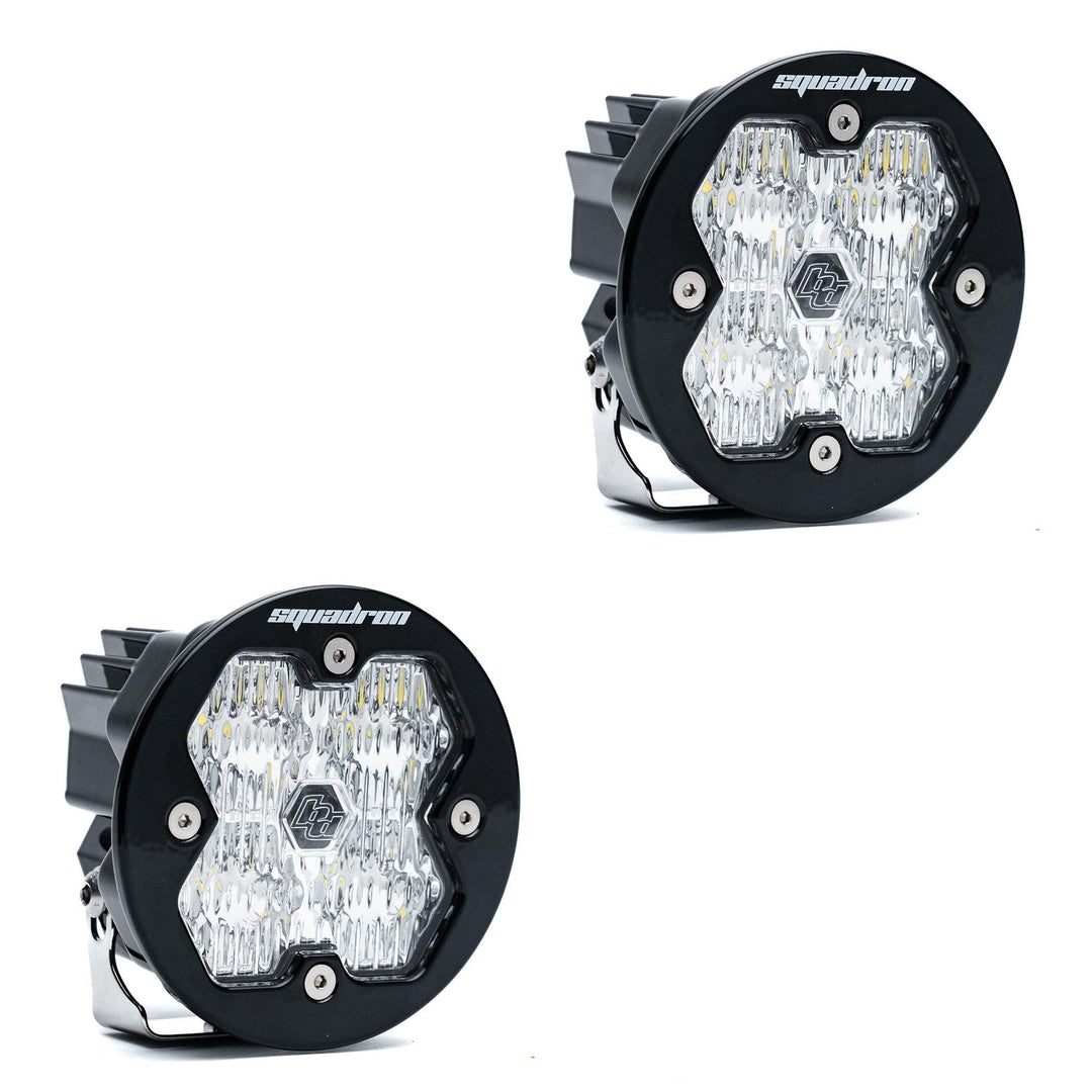 Baja Designs Squadron-R 2.0 Sport Black LED Auxiliary Light Pod Pair (No Harness) Universal – Wide Cornering, Clear