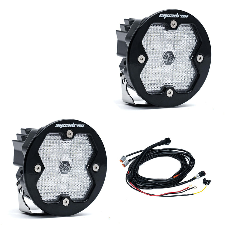 Baja Designs Squadron-R 2.0 Sport Black LED Auxiliary Light Pod Pair Universal – Work/Scene, Clear