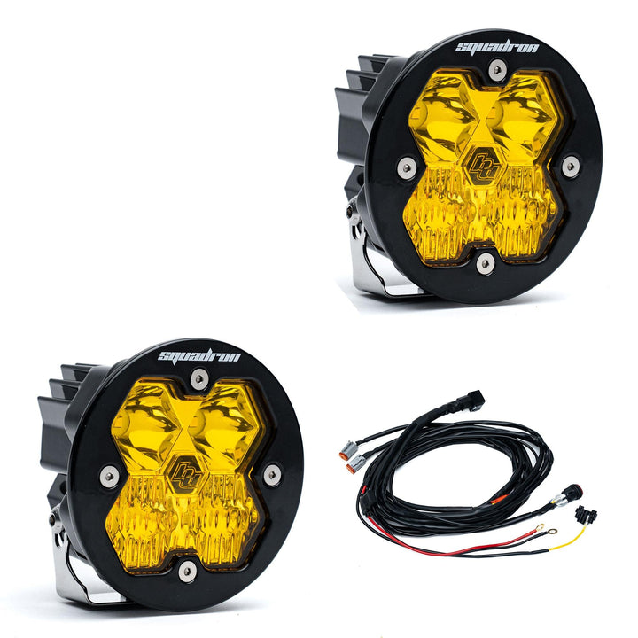 Baja Designs Squadron-R 2.0 Sport Black LED Auxiliary Light Pod Pair Universal – Driving/Combo, Baja Amber