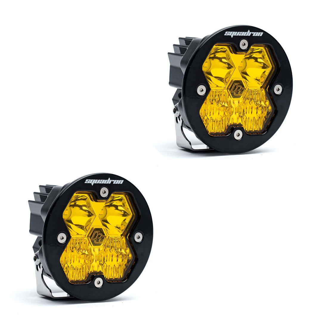 Baja Designs Squadron-R 2.0 Sport Black LED Auxiliary Light Pod Pair (No Harness) Universal – Driving/Combo, Baja Amber