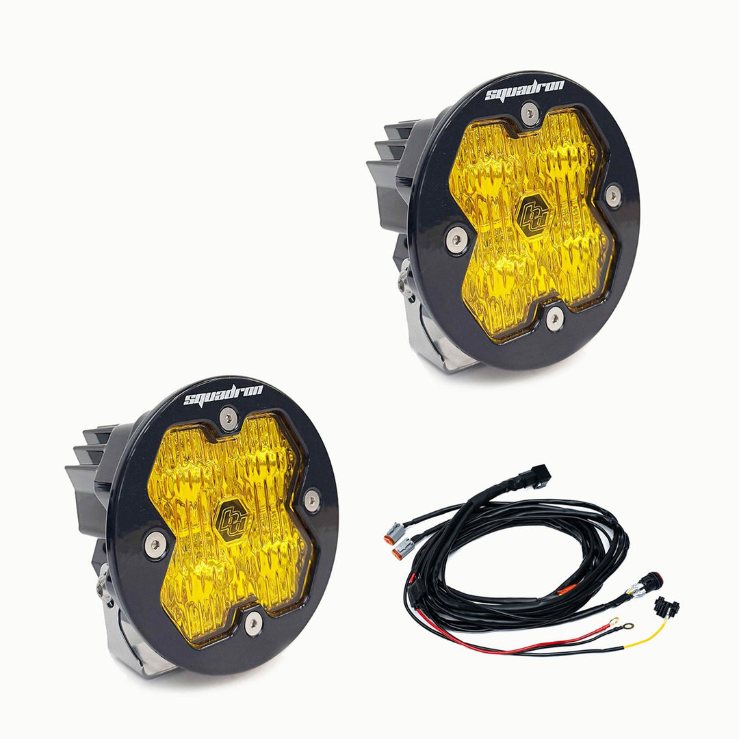 Baja Designs Squadron-R 2.0 Sport Black LED Auxiliary Light Pod Pair Universal – Wide Cornering, Baja Amber