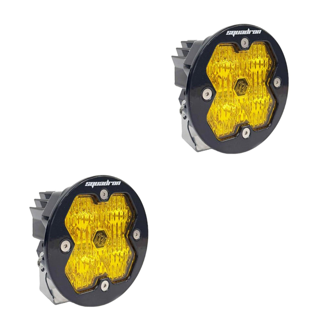 Baja Designs Squadron-R 2.0 Sport Black LED Auxiliary Light Pod Pair (No Harness) Universal – Wide Cornering, Baja Amber