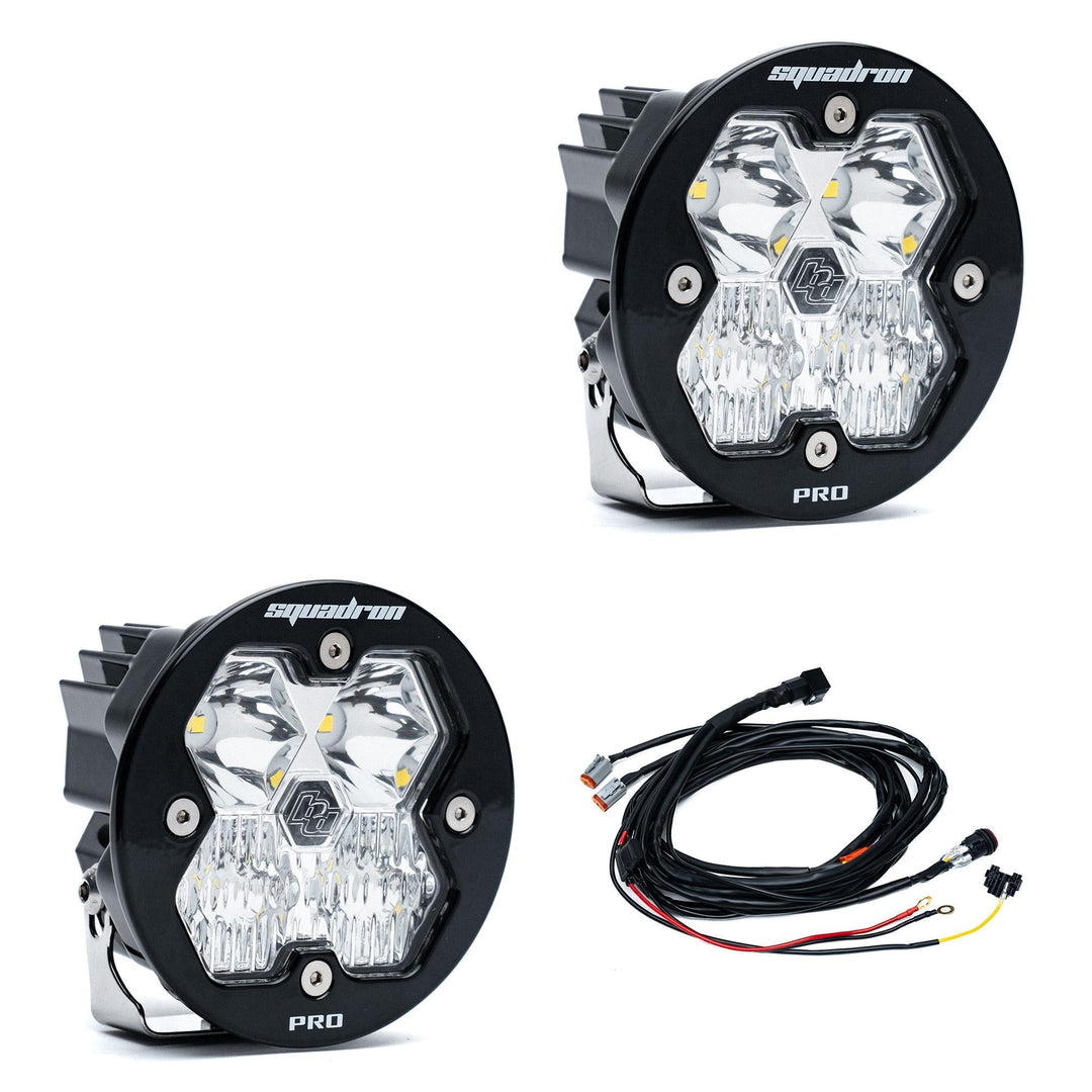 Baja Designs Squadron-R 2.0 Pro Black LED Auxiliary Light Pod Pair Universal – Driving/Combo, Clear