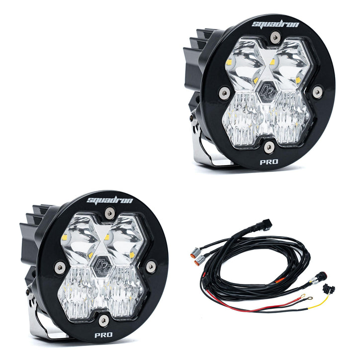 Baja Designs Squadron-R 2.0 Pro Black LED Auxiliary Light Pod Pair Universal – Driving/Combo, Clear