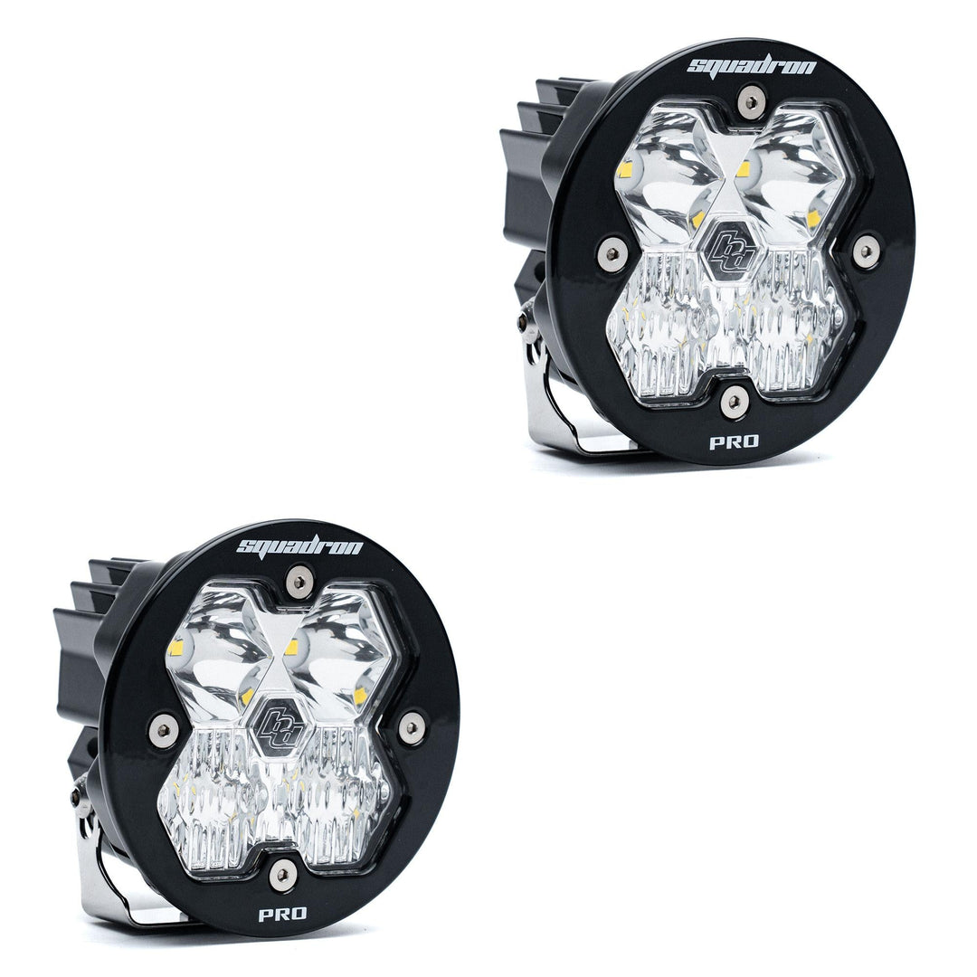Baja Designs Squadron-R 2.0 Pro Black LED Auxiliary Light Pod Pair (No Harness) Universal – Driving/Combo, Clear