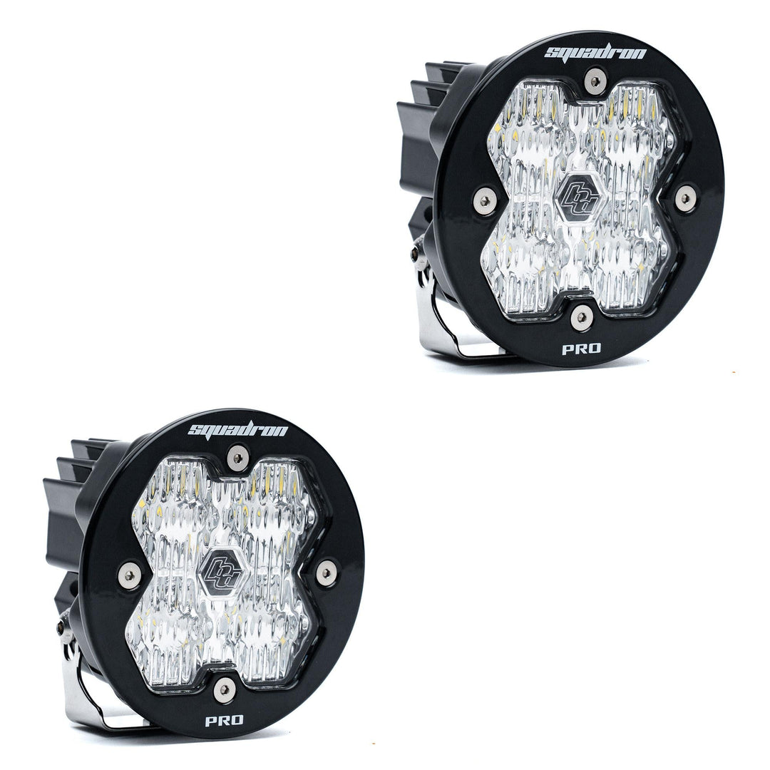 Baja Designs Squadron-R 2.0 Pro Black LED Auxiliary Light Pod Pair (No Harness) Universal – Wide Cornering, Clear