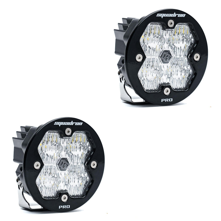 Baja Designs Squadron-R 2.0 Pro Black LED Auxiliary Light Pod Pair (No Harness) Universal – Wide Cornering, Clear
