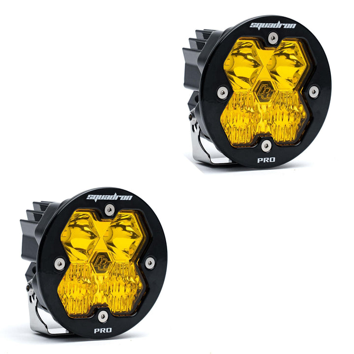 Baja Designs Squadron-R 2.0 Pro Black LED Auxiliary Light Pod Pair (No Harness) Universal – Driving/Combo, Baja Amber