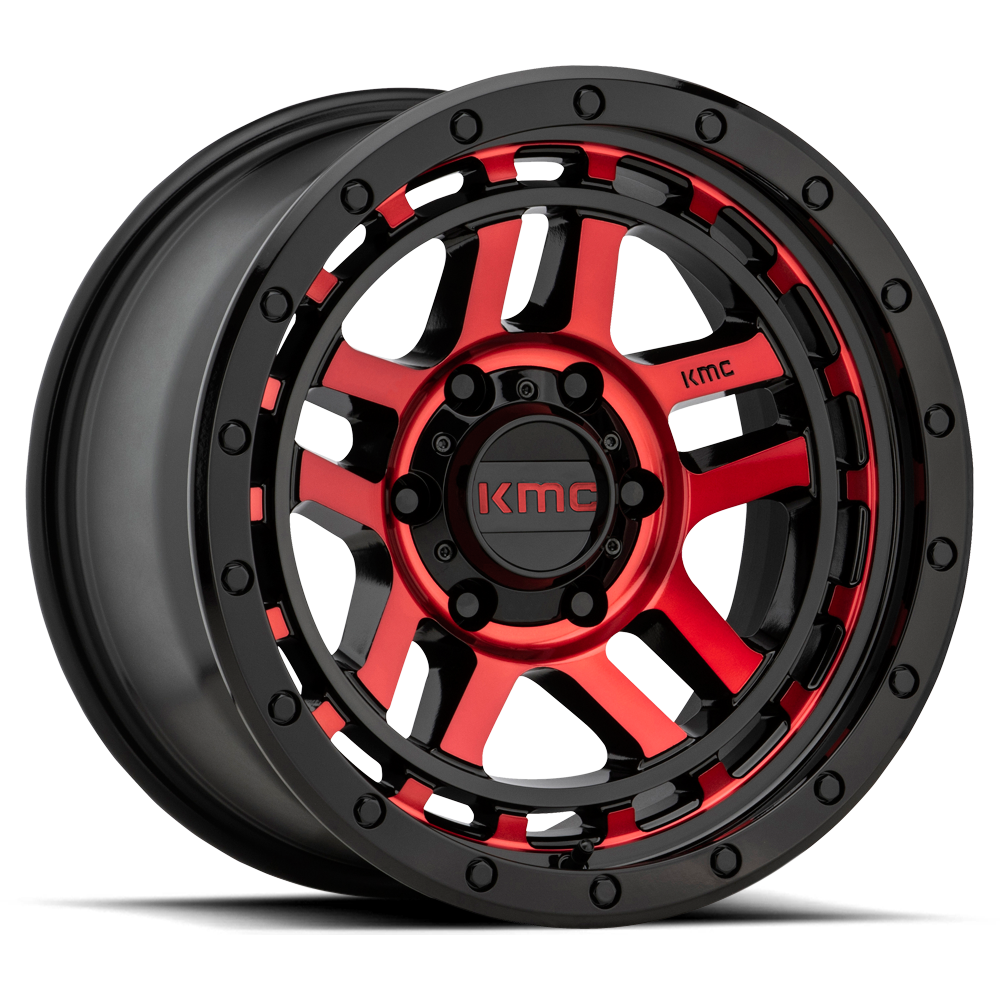 KMC KM540 Recon Wheel Gloss Black Mach w/ Red Tint