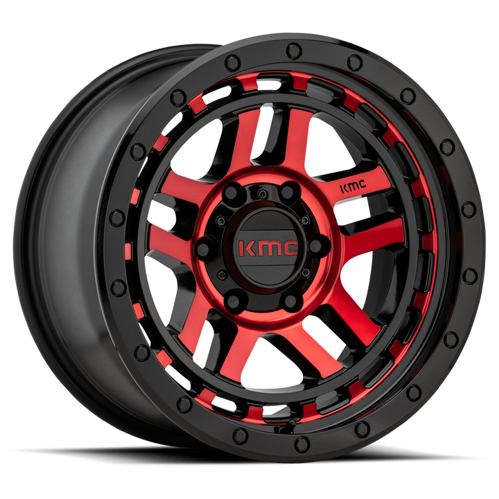 KMC KM540 Recon Wheel Gloss Black Mach w/ Red Tint