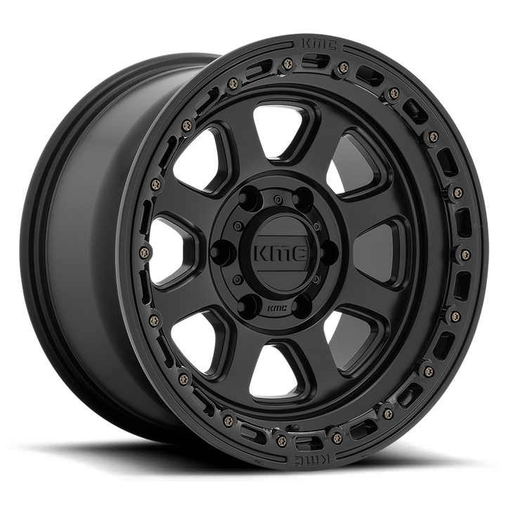 KMC KM548 Chase Wheel Satin Black w/ Gloss Black Lip