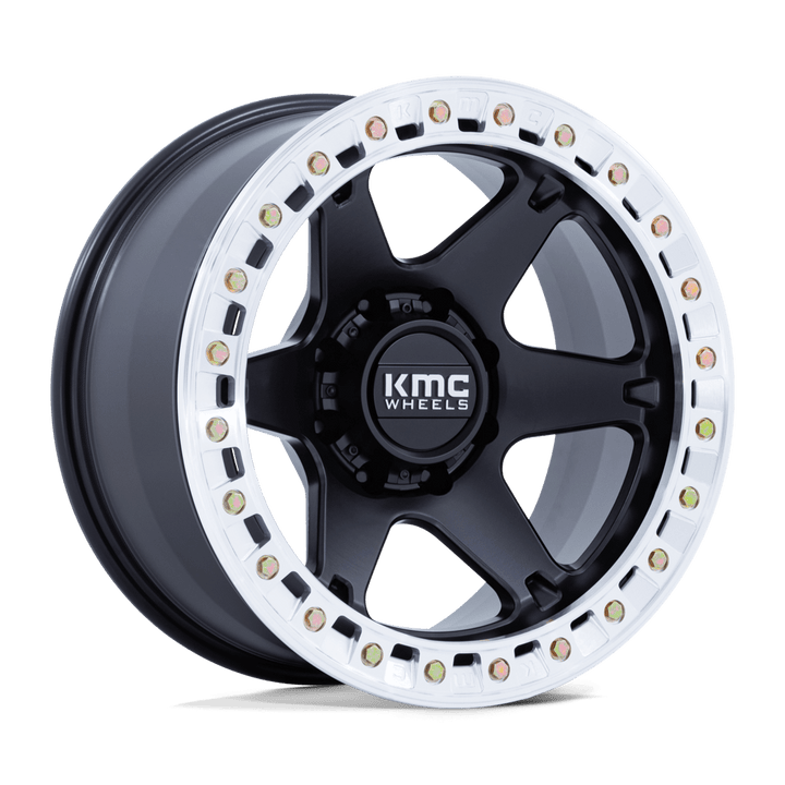 KMC KM238 VI Beadlock Wheel Satin Black w/ Machined Ring